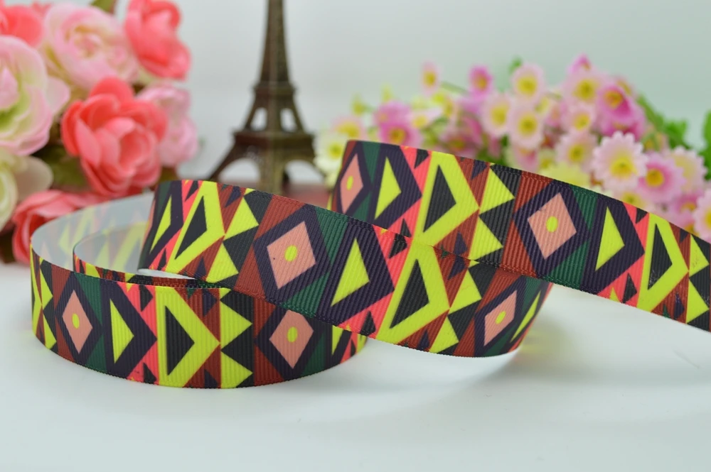 7/" 22 мм ацтекские узоры напечатаны grosgrain ленты hai rbow DIY ручной работы оптом OEM 50YD