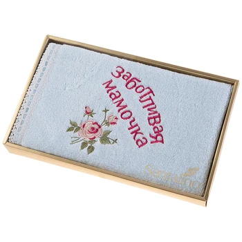

Towel Caring Mom, 35X70. Terry, Blue, Embroidery, Lace, 100% Cotton 400Gr \ M Home and kitchen products