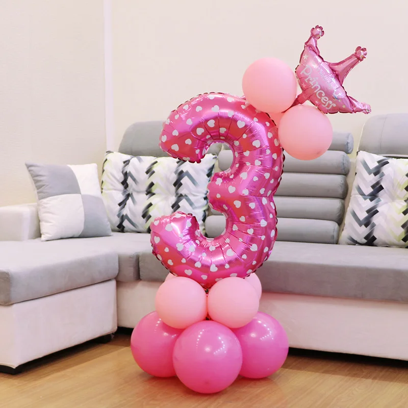 pink 3 1 шт. воздушный шар в форме цифры для детей подарок Алюминий Фольга 32 дюймов Baby Shower Декор Детская День рождения школьные принадлежности детям игрушки - Цвет: pink 3