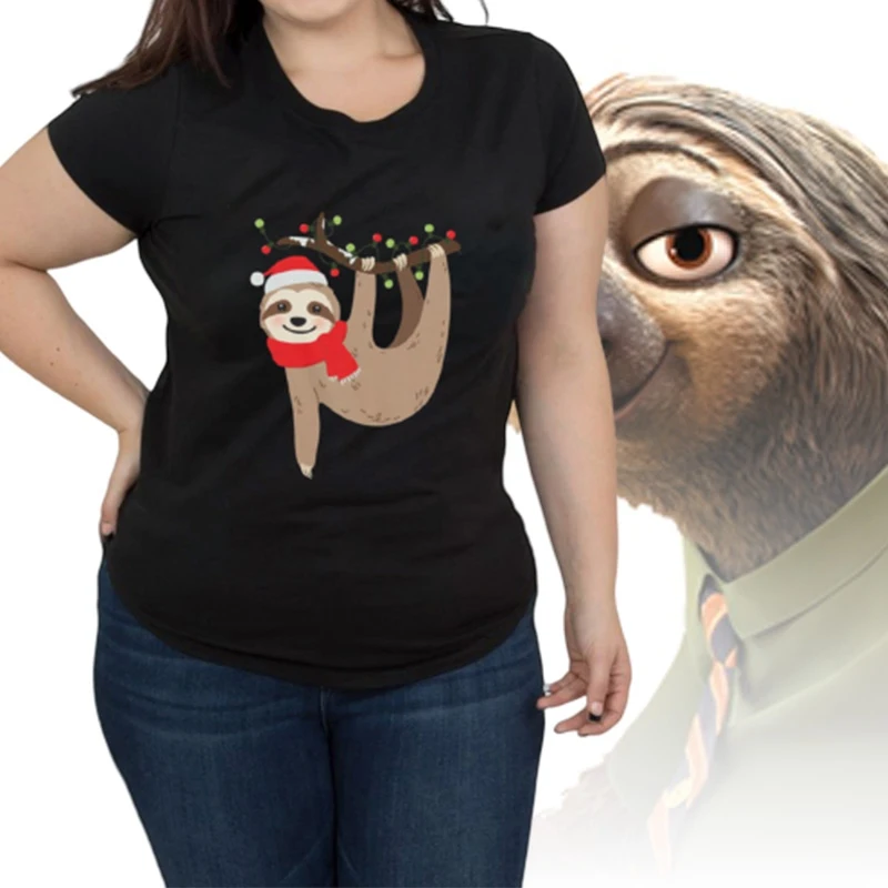 Camiseta de las mujeres, женская футболка с принтом "Ленивец", забавные рубашки с короткими рукавами, Повседневная графическая футболка с круглым вырезом размера плюс