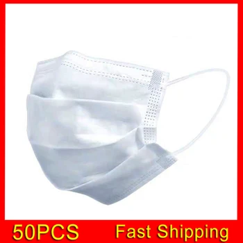 

50pcs 3 Laye Anti-Pollution Mask dust Masks Disposable Face Mask Elastic Ear Loop Disposable Dust Filter Safety Mask