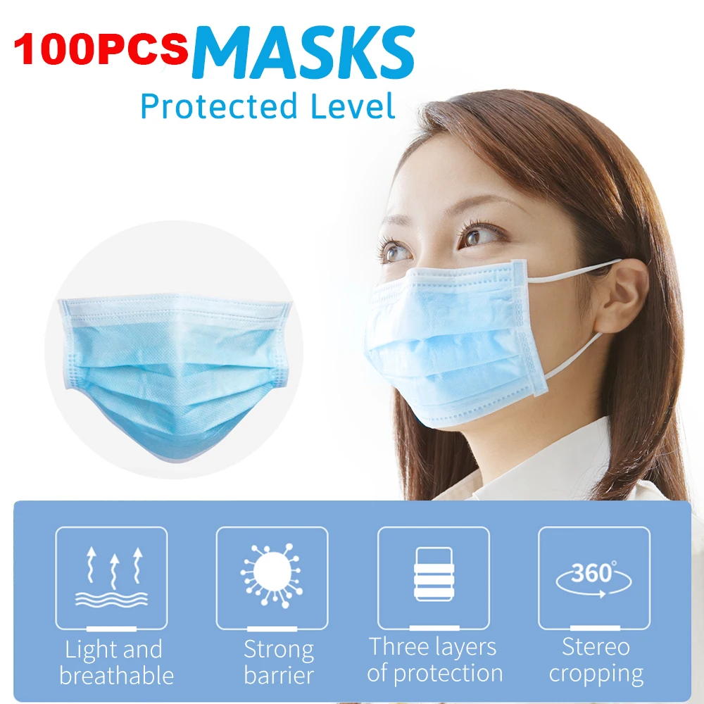 

100PCS Anti Virus Disposable Masks Korean Masks Dustpoof Cover Masks AntiDust Salon Earloop Epidemic Prevention Fast Shipping