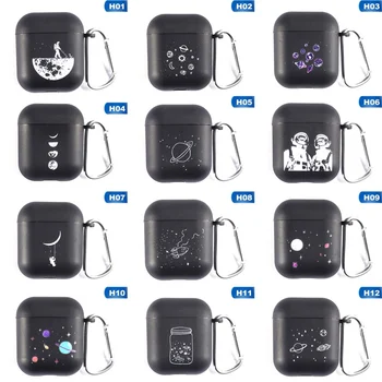 

Cute Case For Airpods Case Cover Cartoon Space Planet Astroaunt Bluetooth Earphone Case For Airpods 1 2 Headphone Black Case