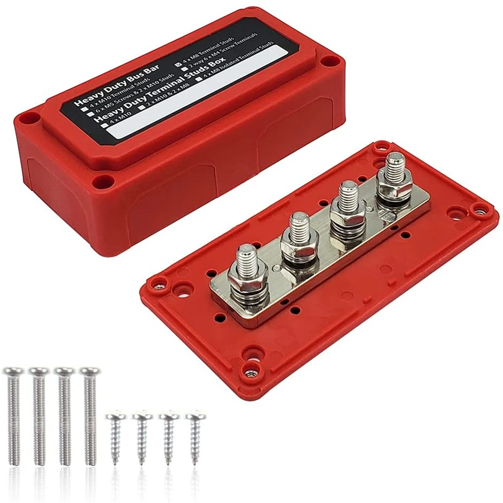 Highest Amperage Rated DC 48v 300A 4 Terminal Studs Distribution Block Heavy-Duty Modular Design Car Bus Bar Cable Organizer Box power distribution block bus bar box