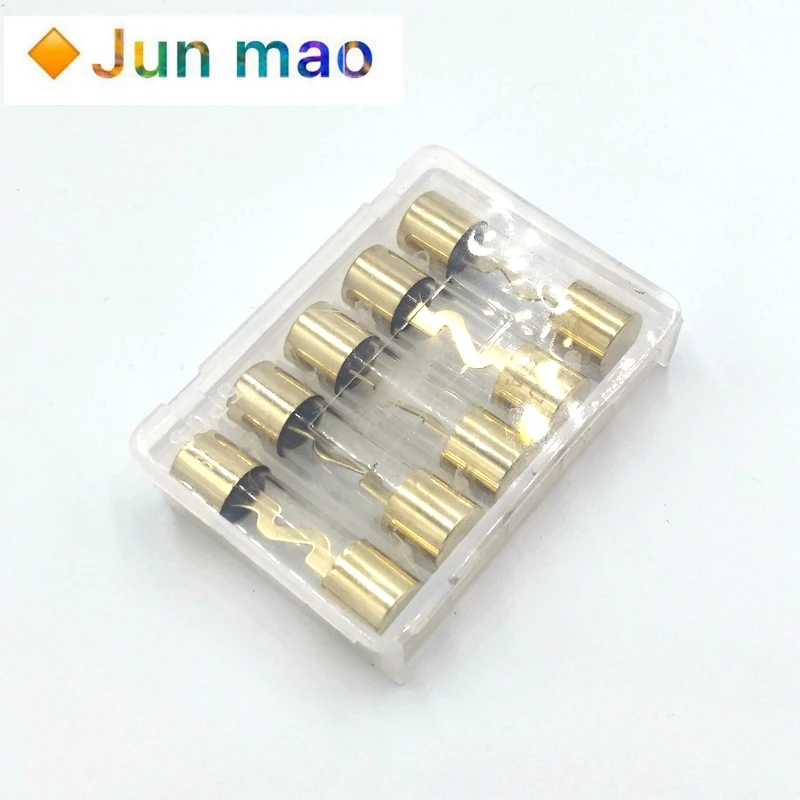 5Pcs 10*38MM Gold Plated Glass AGU Fuse Fuses Pack Car Audio Amp Amplifier 10A 15A 20A 25A 30A 40A 50A 60A 70A 80A 100A car fuses kit glass fuse kit