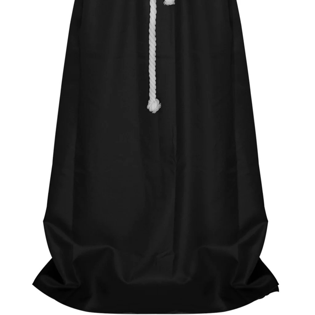 Friar Medieval Hooded Monk Priest Robe Cloak Costume Cosplay Black S