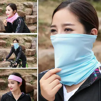 

Solid Color Outdoor Cycling Dust Sun Protection Face Cover Mask Headband Scarf high quality Elastic