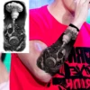 Black Rose Flower Cross Temporary Tattoos For Women Adults Wolf Lion Vampire Compass Pirate Ship Fake Tattoo Sticker Arm Tatoos 6