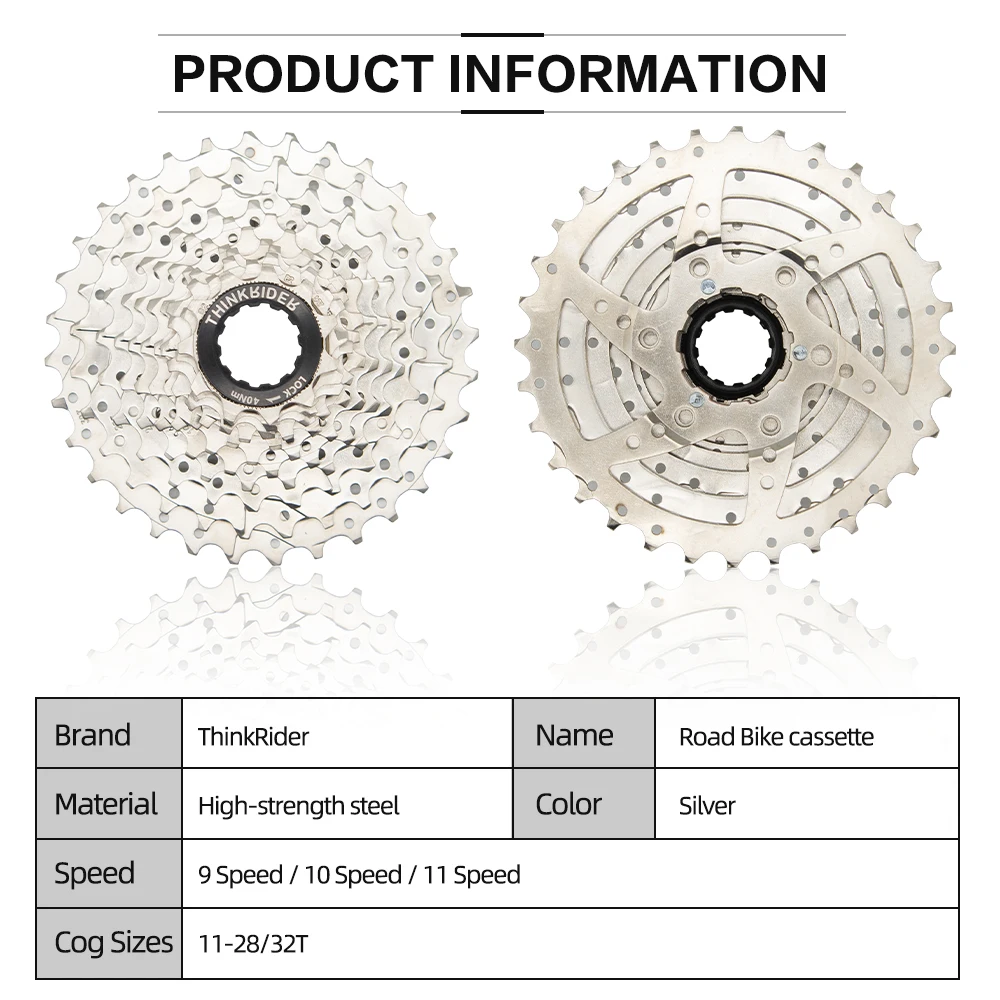 ThinkRider Road Bike 9 10 11 Speed Bicycle Cassette Freewheel MTB Sprocket for SHIMANO A1 X7 X5