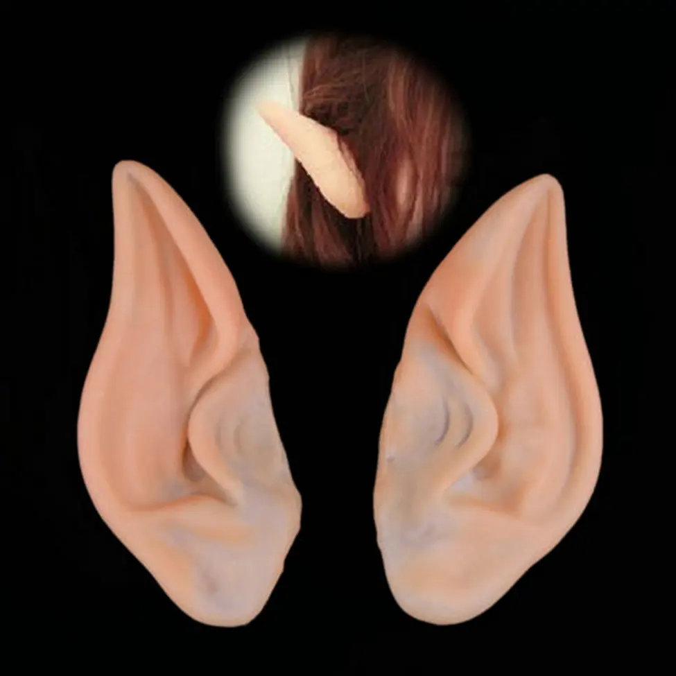 

2017 New Arrival Latex Fairy Elf Ears Cosplay Accessories Halloween Party Latex Soft Pointed Prosthetic Tips Ear Decor Supply