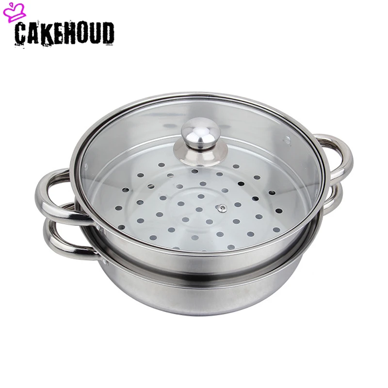 

28cm De Acero Inoxidable Vaporera De Alimentos Vegetales Utensilios De Cocina Tapa De Vidrio Olla Caliente Accesorios De Cocina