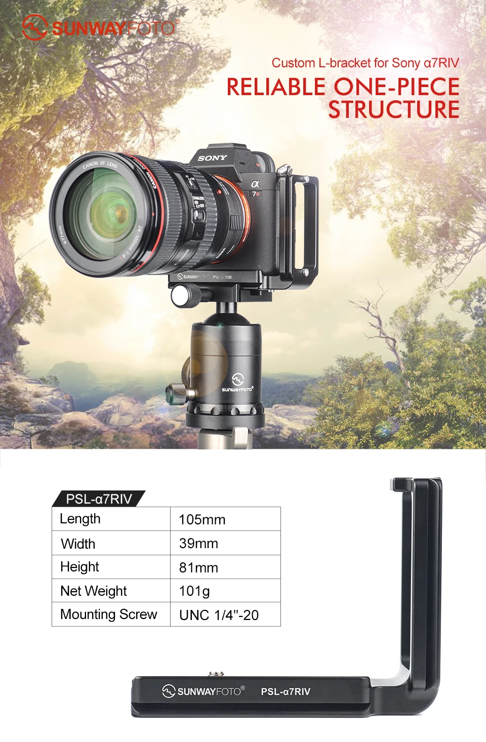 SUNWAYFOTO PSL-A7RIV камера БЫСТРОРАЗЪЕМНАЯ пластина для SONY A7RIV A7R4 L Пластина L форма кронштейн опорная плита