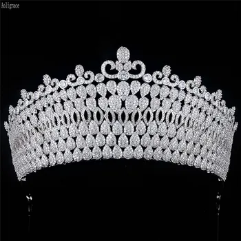 

Luxury CZ Zircon Royal Queen Princess Tiaras and Crowns Wedding Pageant Cubic Zirconia Party Sweet 16 Women Hair Accessories