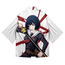 

New kimono men's fashion Clothes Japanese Anime Armed Girl's Machiavellism Printing Loose Short sleeve top 1