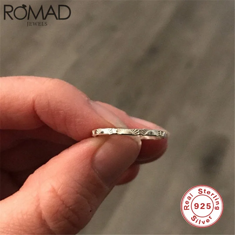 ROMAD Dainty Sun Signet Ring Vintage 925 Sterling Silver Rings for Women Female Wedding Jewelry Delicate Promise Engagement Ring