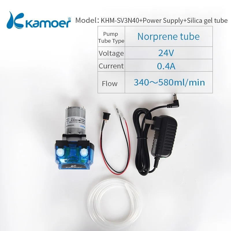 Kamoer KHM 12 V/24 V Перистальтический водяной насос с кремнием/трубка norprene поддержка для самовсасывания - Напряжение: KHM-SV3N40-List-2