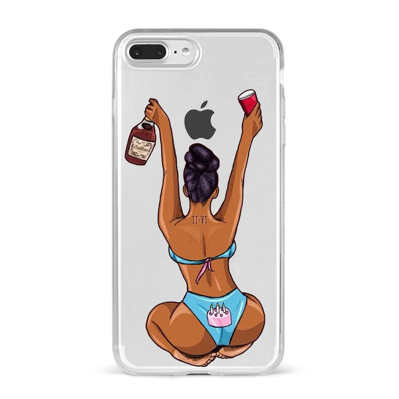 MAKE MONEY Not Friends Kash афро черная девушка Fundas чехол для iPhone X XR XS Max 8 7 6s Plus прозрачный силиконовый чехол с бантом - Цвет: TPU