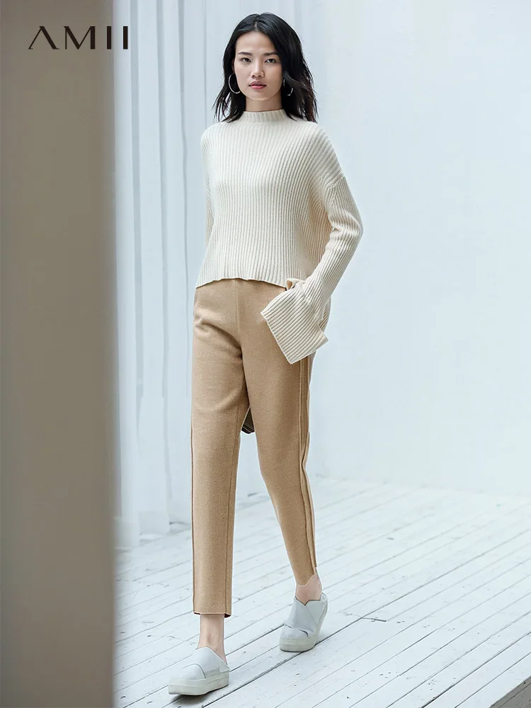 Amii Autumn Winter Women Casual Pants Female Solid Loose High Waist Straight Pants 11920283 Amii Autumn Winter Women Casual Pants Female Solid Loose High Waist Straight Pants 11920283