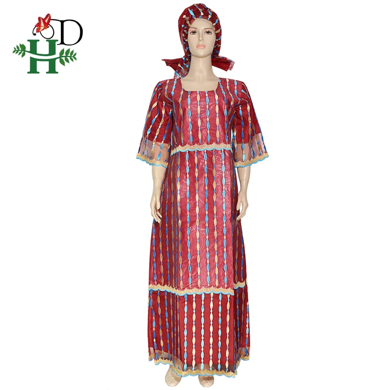 Бургундия H&D, Южная Африка, женские платья, bazin riche dashiki, одежда, большой размер, кружевное платье, дамские платья, Анкара, африканская одежда для женщин - Цвет: Бургундия