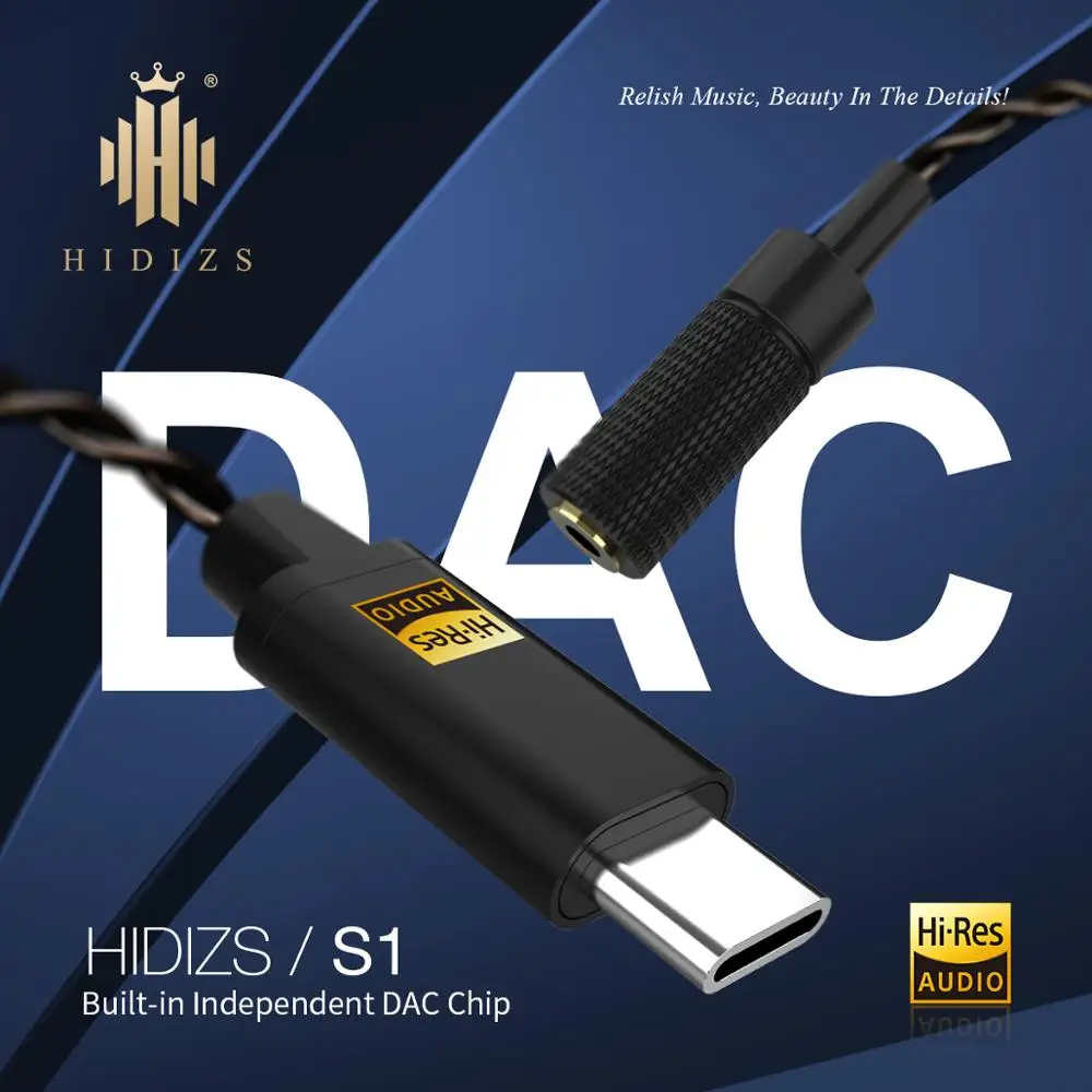 HIDIZS S1 Hi Res Portable Headphone Amplifier USB Type C 3 5mm DAC Headphone Amp for Android Phone PC Audio DAC Cable