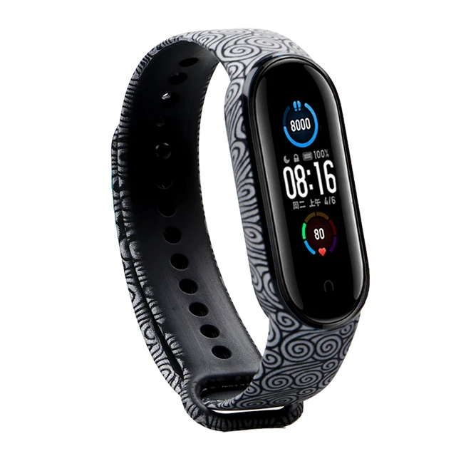 Bracelet for Xiaomi Mi Band 5 Strap Silicone Painting Flowers Belt miband 5 accessories Wrist Strap for Xiaomi Band 6 Cloud
