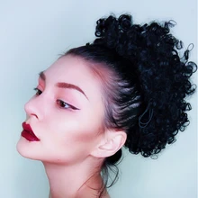 

Afro Bun Puff Hair Clip in Chignon Bun Hairpiece Afro Kinky Curly Synthetic Drawstring ponytail Hair Extensions 1Pcs
