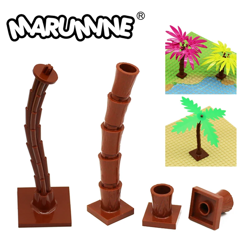 Marumine-6135 tronco palmera con Cruz 2563, Base con Palmera, creador clásico MOC, casa de ciudad, jardín, árbol, plantas, bloques, juguetes para niños