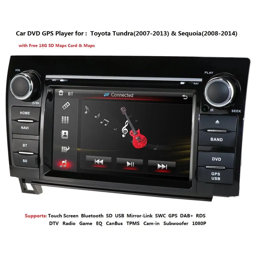 Cheap 2 Din 7 Inch 800*480 HD Touch Screen Car Radio For Toyota Tundra Sequoia RDS AM/FM SWC IPOD CANBUS SD USB BT MAP Mirror-Link EQ 3