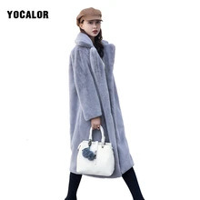 Зимняя мода высокое качество имитация вельвета искусственный мех куртка пальто женское длинное пальто женское свободное толстое теплое Норковое меховое плюшевые пальто