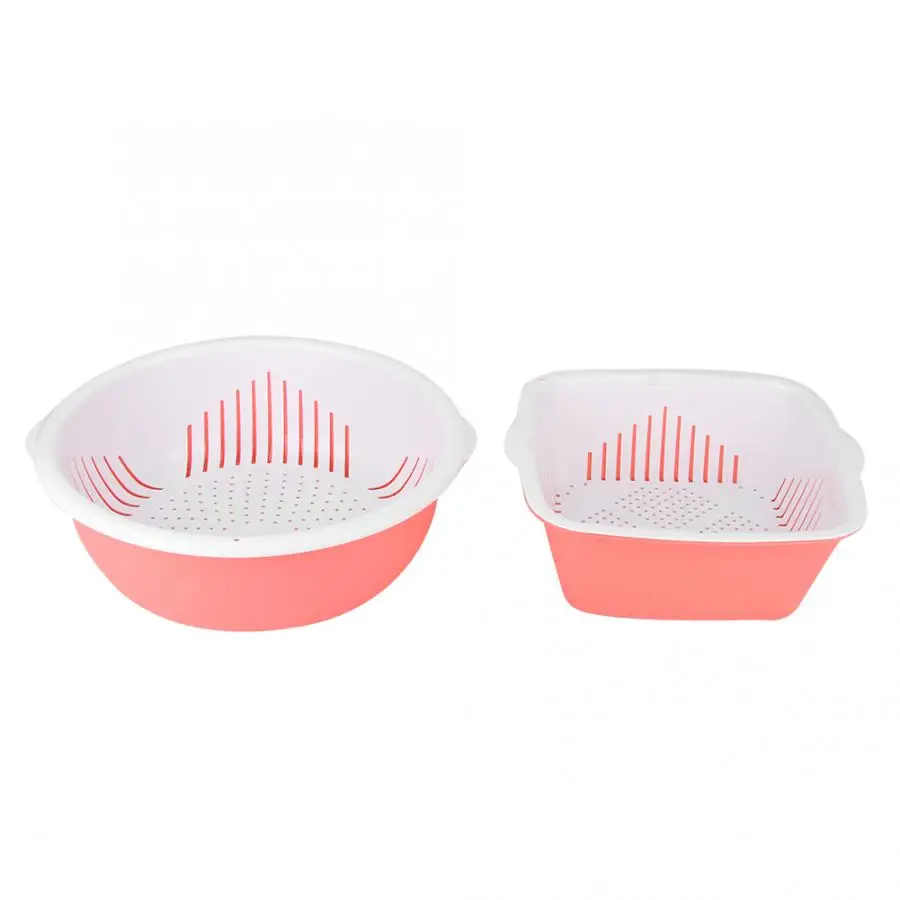 4 Pcs Portable Kitchen Double Layer Filter Fruit Vegetable Washing Basket Strainer Kitchen Tools