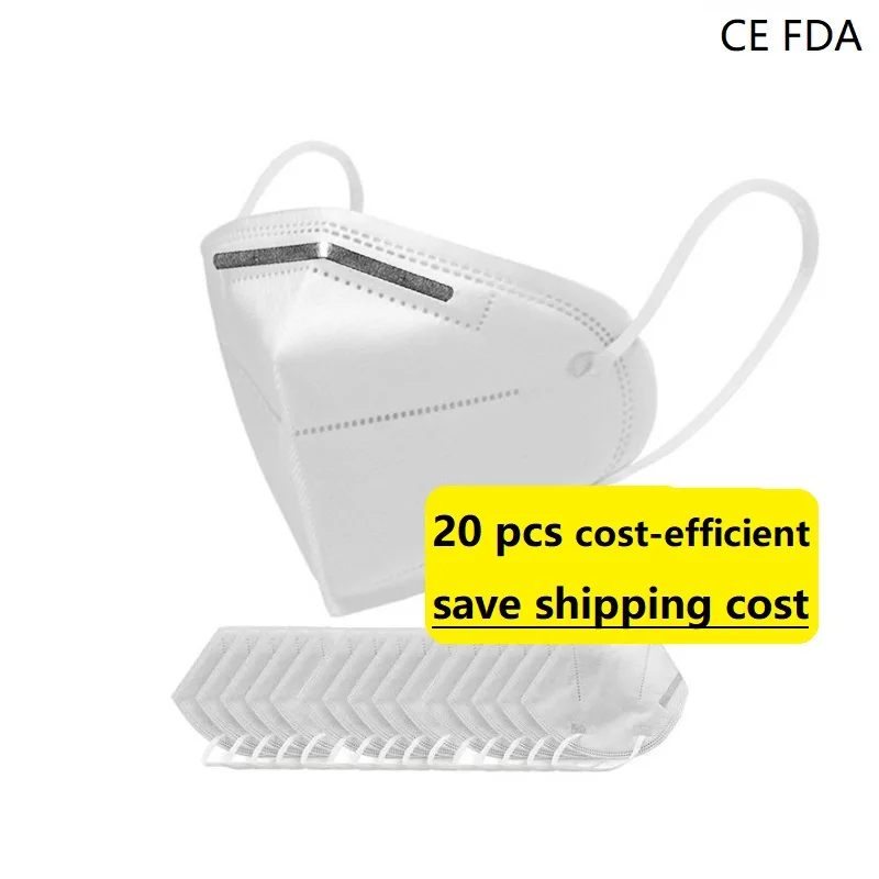 

20 pcs earloop face mask KN95 folding valved Dust Masks PM2.5 Safe 95% Filtration Breathing Mask Same As KFP4 FFP2 N95