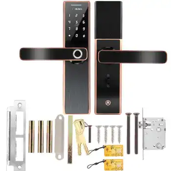 

cerradura inteligente smart lock Electronic Smart Fingerprint Password Card Double Tongue Door Lock Touch Screen with Key
