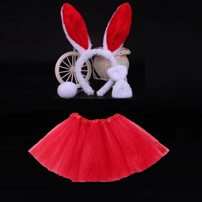 Kids Girls Bunny Ears Animal Headband Bow Tie Tail Rabbit Cosplay Costume Hair Skirt Tutu Halloween Carnival Birthday Party Gift Kids Girls Bunny Ears Animal Headband Bow Tie Tail Rabbit Cosplay Costume Hair Skirt Tutu Halloween Carnival Birthday Party Gift
