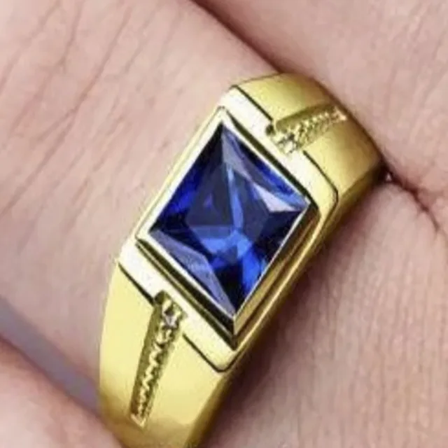 New Golden Dragon Gold Color Man AAA Wedding Ring Big Men 6-13 Retro Jewelry AJZ760blue