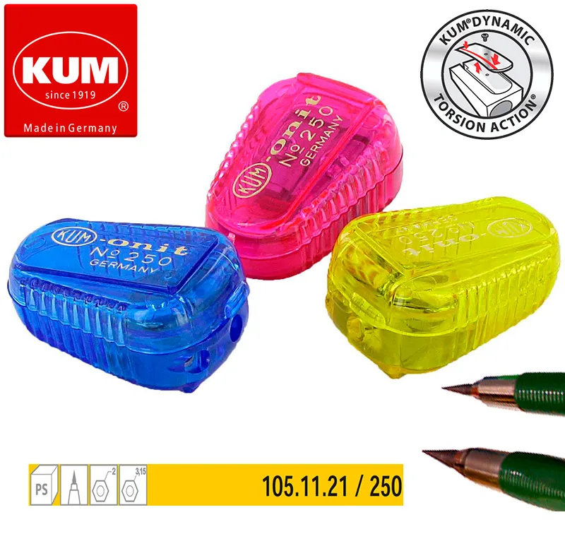 1pc Germany KUM 250 Automatic Pencil 2 Hole Sharpener for 0.9 / 1.4 2.0 3.15mm Fine Lead Knife Core Grinder Mini | Канцтовары для