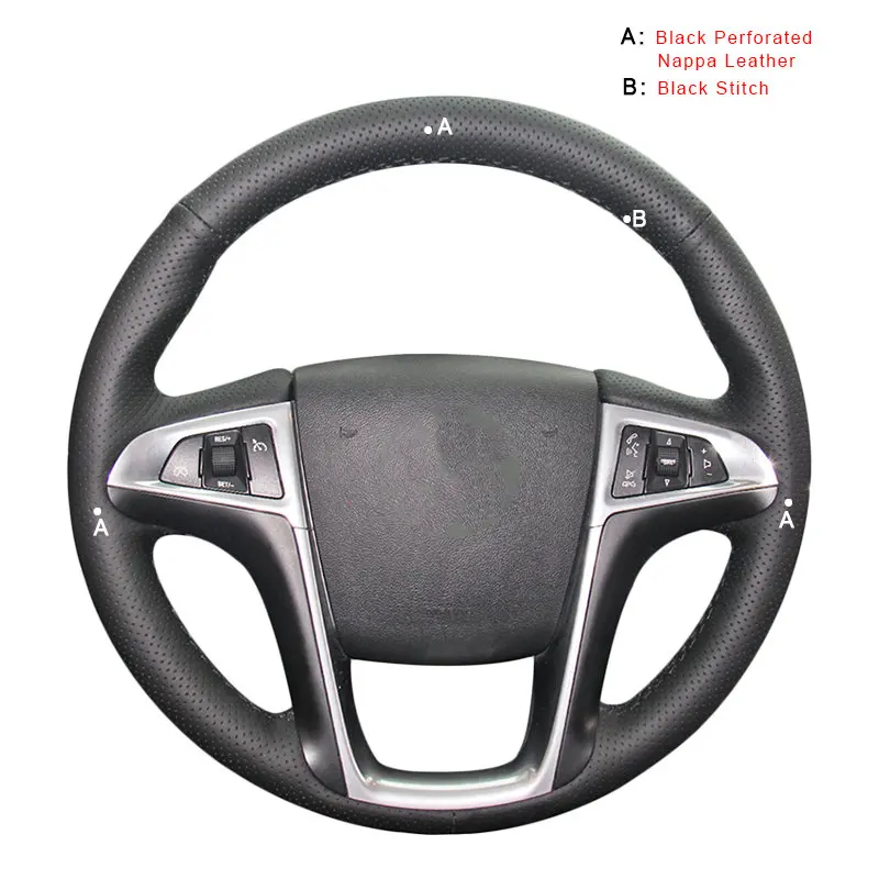 Автомобильная Оплетка на руль для Buick Lacrosse 2010-2013 Regal 2011-2013 Chevrolet Equinox 2010 DIY авто чехлы на колеса - Название цвета: Top Layer Leather
