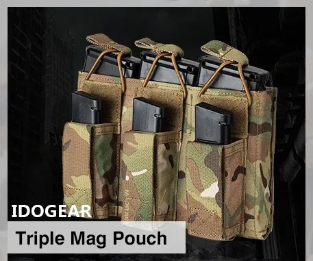 IDOGEAR Tactical Magazine Pouch Mag Carrier Triple Open Top 5.56/&Pistol MOLLE