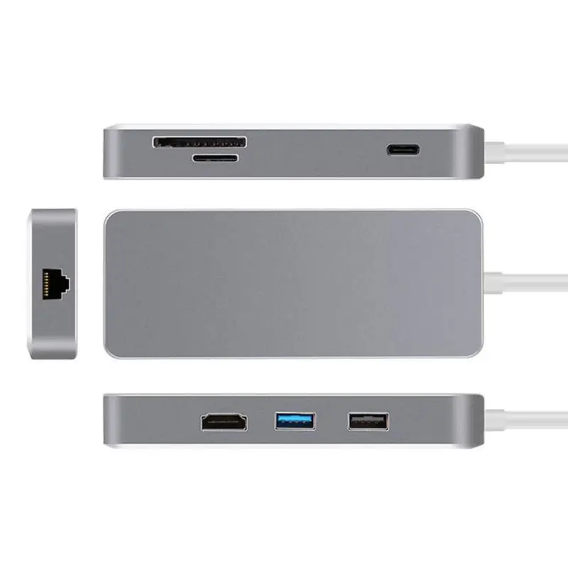7 в 1 USB 3,1 концентратор type C Зарядка USB 2,0 USB 3,0 2K HDMI LAN переходник для sd-карт