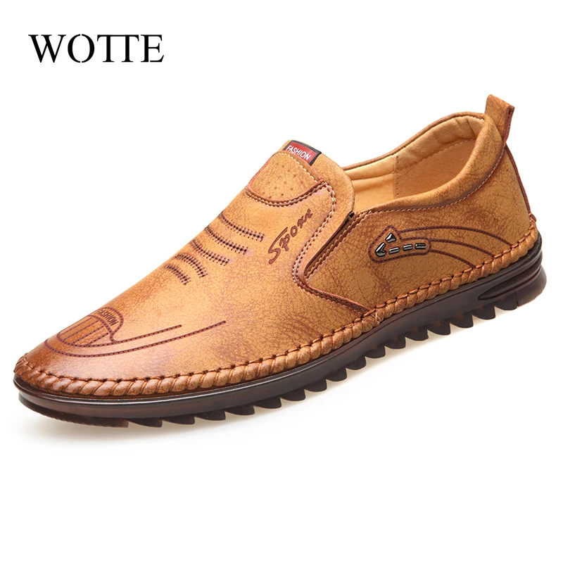 WOTTE Men's Casual Shoes New Men Loafer Breathable Driving Flat Rubber Sole Sewing zapatos de hombre | Обувь