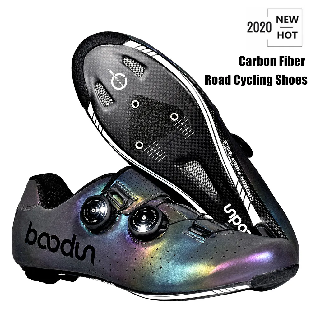 BOODUN Breathable Road Cycling Shoe Photochromism Vamp Carbon Fiber Ultralight Self-Locking Shoe Professional Road Bicycle Shoes
