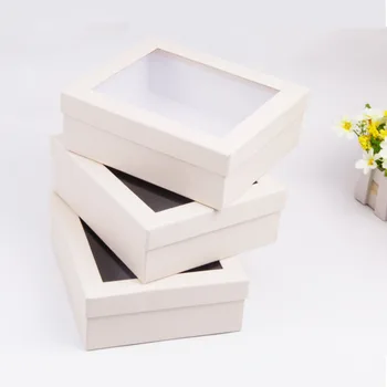 

White Cardboard Gift Boxes with Clear Window Jewelry Paper Display Cases Flower Packaging Boxes Wholesale