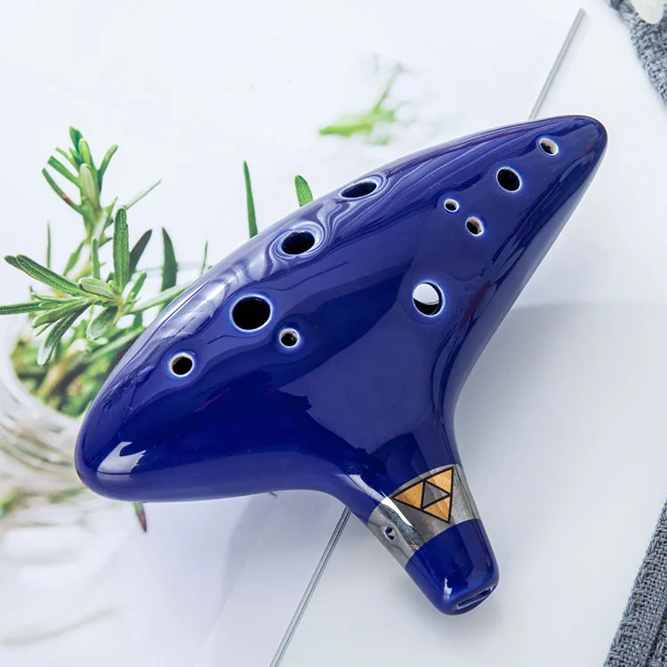 12 отверстий окарина цвет керамический альт C Легенда о Zelda Окарина флейта синий инструмент темно красный окарина - Цвет: Dark Blue