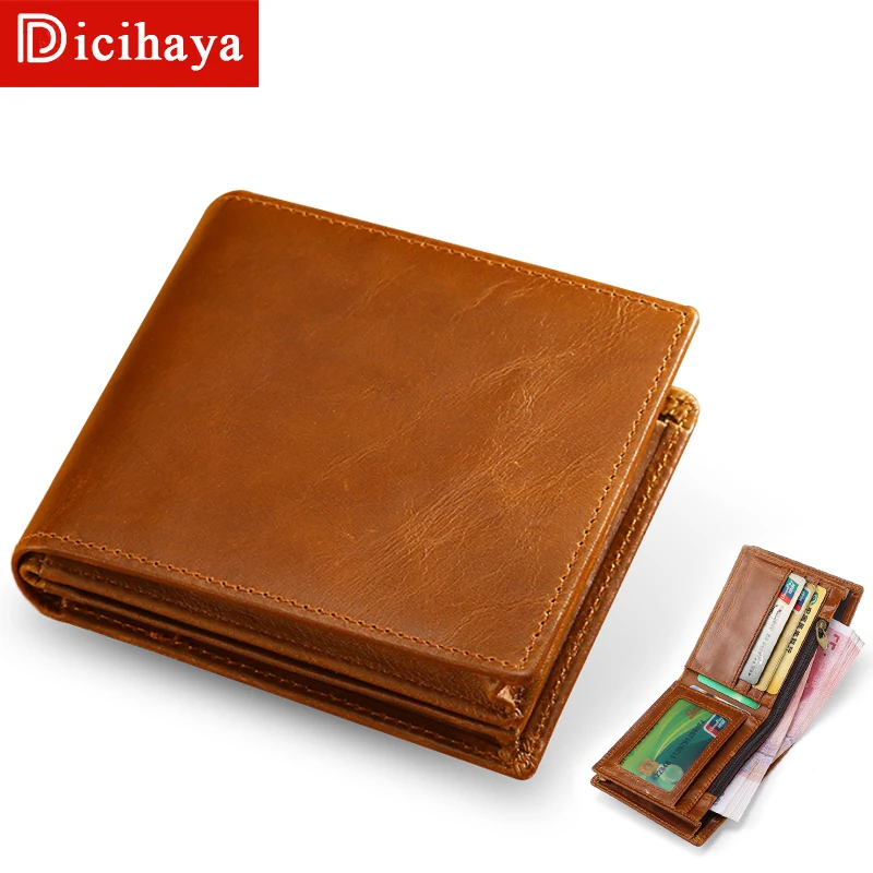 Dicihaya New 2020 Genuine Leather Wallet Men Brand Purses for men Brown Bifold Mens Coffee Fashion card holder | Багаж и сумки