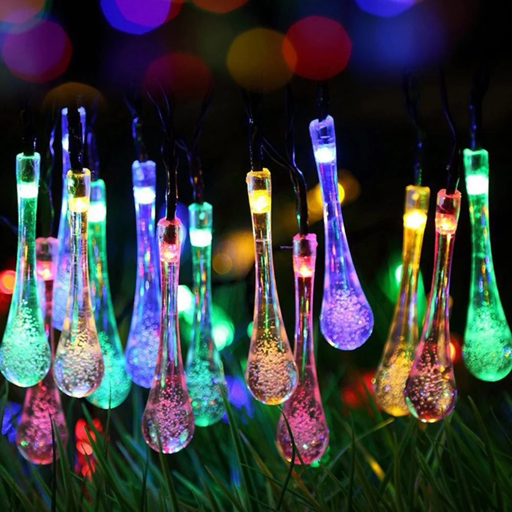 Colorful LED Water Drop Atmosphere String Light Outdoor Garden Decoration Solar Powered Lawn Holiday Fairy Home Wedding Party Colorful - Испускаемый цвет: Colorful