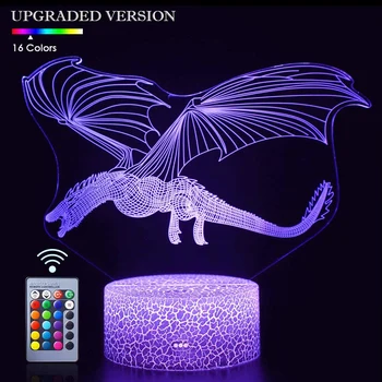 

Child Remote and Touch Control 3D LED Night Light Fire Dragon 16 Color Change Table Desk Lamp Kids Xmas Gift Home decoration D30