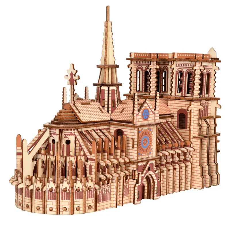 

3D Wooden Puzzle Toys Jigsaw Architecture House DIY Manual Assembly Kit Kids Learning Educational Wooden Toys for Children