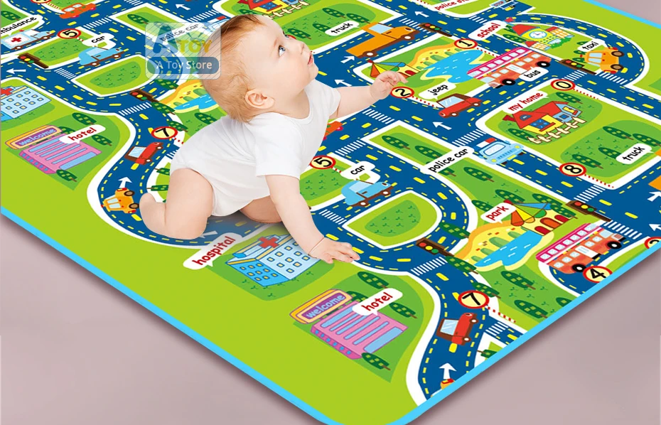 Карта города, мягкий игровой коврик для малышей, детский игровой коврик, игрушки для ползания, развивающие ковры для детей, Детский игровой коврик-головоломка