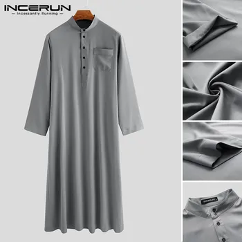 

2020 Spring Men Robes Casual Striped V Neck Long Sleeve Soft Robe Fashion Muslim Homewear Bathrobes Loose Man Pajamas Kimono 5XL