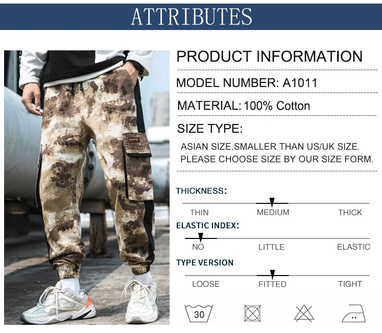 Брендовые мужские камуфляжные штаны для пробежки, высокое качество, хлопковые армейские повседневные штаны с большим карманом, в стиле хип-хоп, Модные Военные Брюки карго A1011