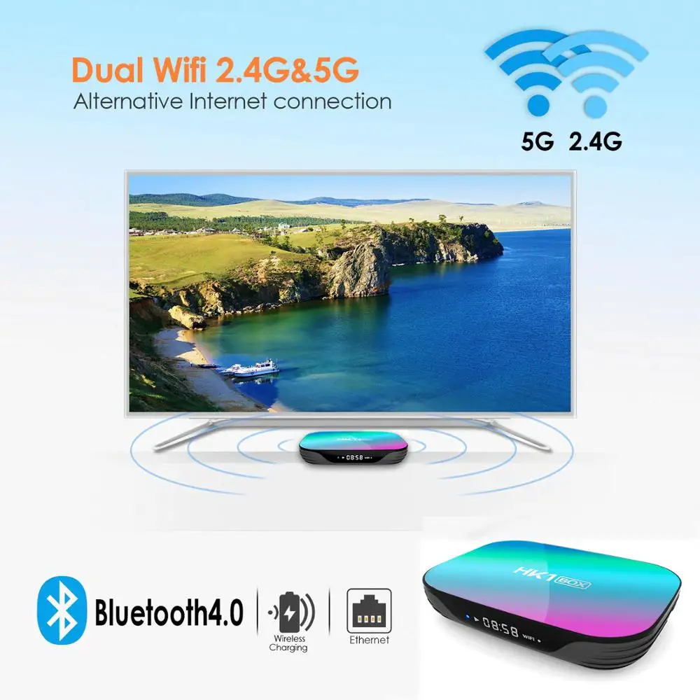 HK1 BOX Android9.0 Smart Tv Box AmlogicS905X3 Set Top Box 4GB 32GB 64GB 128GB 2.4G/5G AC Wifi 1000M BT4.0 4k Media Player Hk1Box